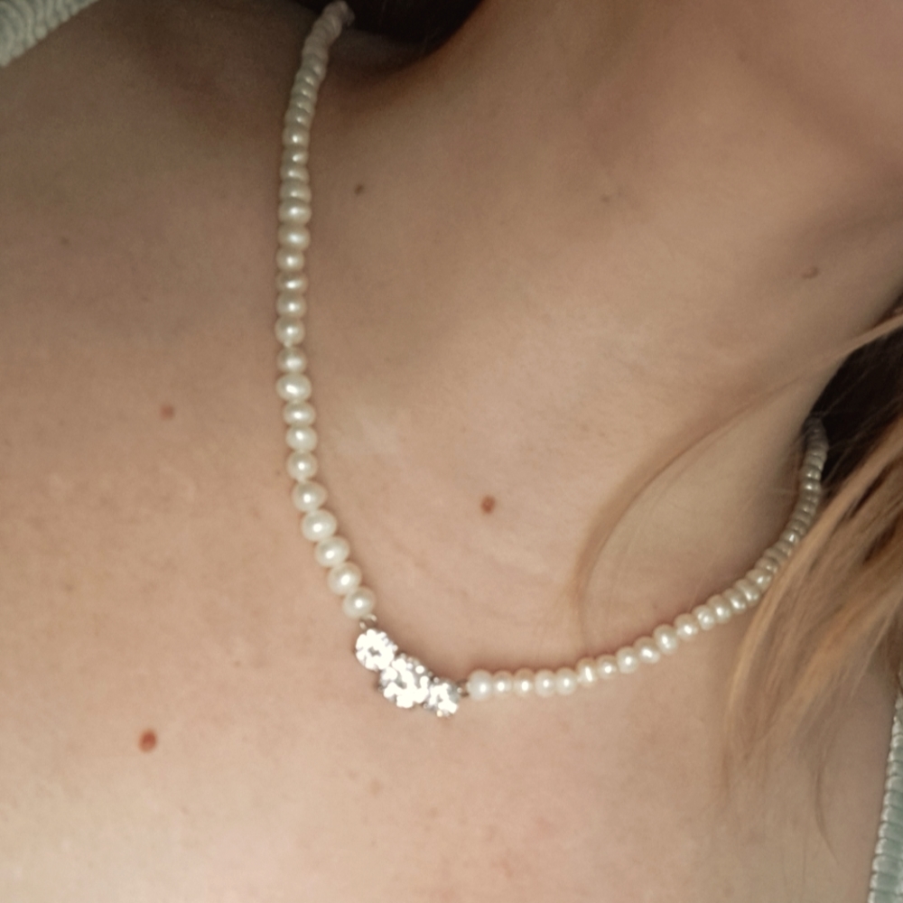 Real Pearl Necklace- Sterling Silver Hardware